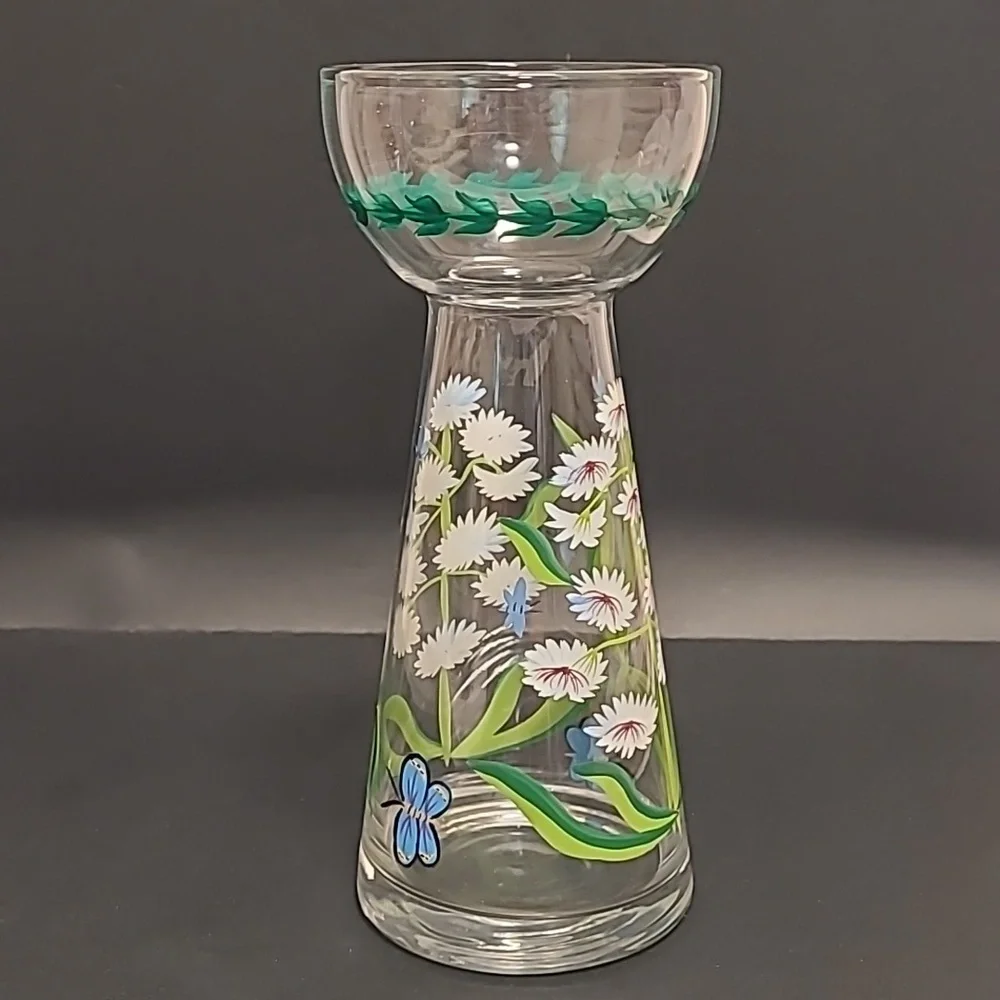 Handpainted Floral Vase with Butterflies